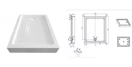 Душевой поддон «Azario» P1912 R/L 120/90 средний акриловый прямоугольный белый с сифоном