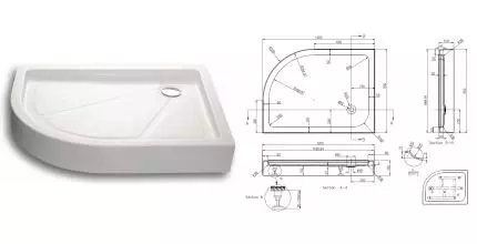 Душевой поддон «Azario» P2912 L 120/90 средний акриловый прямоугольно-асимметричный белый с сифоном
