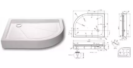 Душевой поддон «Azario» P2912 R 120/90 средний акриловый прямоугольно-асимметричный белый с сифоном
