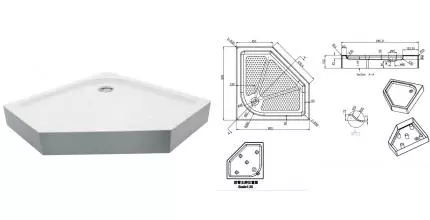 Душевой поддон «Azario» P39 R/L 90/90 средний акриловый многоугольный белый с сифоном