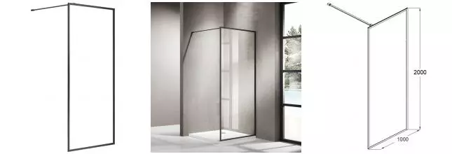 Душевая перегородка «Azario» Richmond 6310 Walk-in 100/200 прозрачная/чёрная без поддона универсальная Душевая перегородка «Azario» Richmond 6310 Walk-in 100/200 прозрачная/чёрная без поддона универсальная