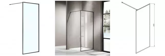 Душевая перегородка «Azario» Richmond 6310 Walk-in 90/200 прозрачная/чёрная без поддона универсальная