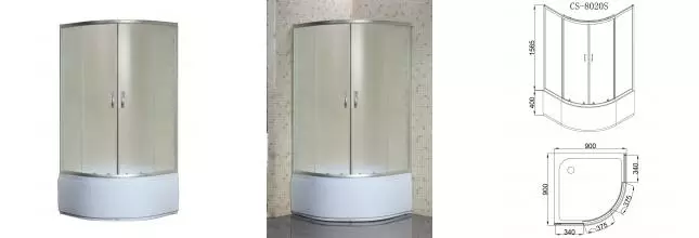 Душевой угол-ограждение «Loranto» Sunway CS-8020S 90/90 четверть круга матовый/сатин с поддоном Душевой угол-ограждение «Loranto» Sunway CS-8020S 90/90 четверть круга матовый/сатин с поддоном