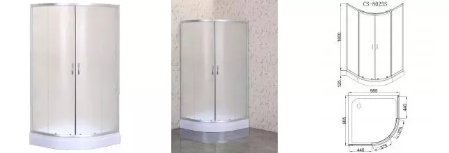 Душевой угол-ограждение «Loranto» Sunway CS-8025S 100/100 четверть круга матовый/сатин с поддоном Душевой угол-ограждение «Loranto» Sunway CS-8025S 100/100 четверть круга матовый/сатин с поддоном