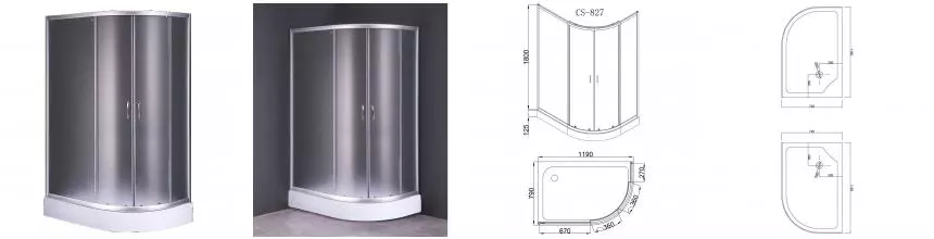 Душевой угол-ограждение «Loranto» Sunway CS-827AL (CS-1285) 120/80 прямоугольно-асимметричный матовый/хром с поддоном левый