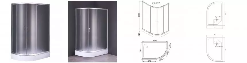 Душевой угол-ограждение «Loranto» Sunway CS-827AR (CS-1285) 120/80 прямоугольно-асимметричный матовый/хром с поддоном правый