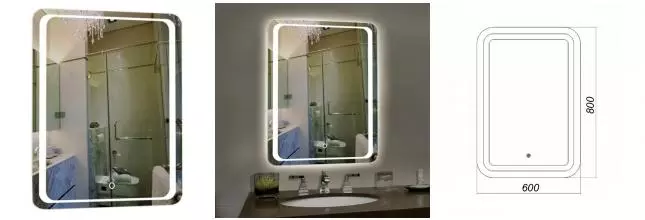 Зеркало «Loranto» Стиль с закругленными краями 60/80 на подложке с подсветкой