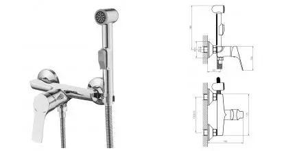 Смеситель с гигиеническим душем «Rossinka» RS29-52 хром