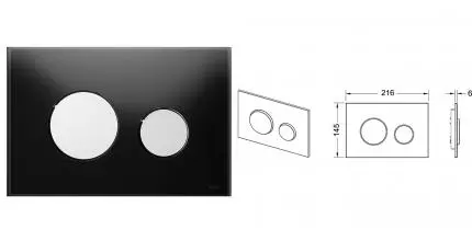 Кнопка смыва «TECE» TECEloop 9240656 стекло черное/хром глянцевый
