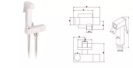 Гигиенический гарнитур «Cezares» CZR-L-DIF-BIO с запорным вентилем белый матовый Гигиенический гарнитур «Cezares» CZR-L-DIF-BIO с запорным вентилем белый матовый