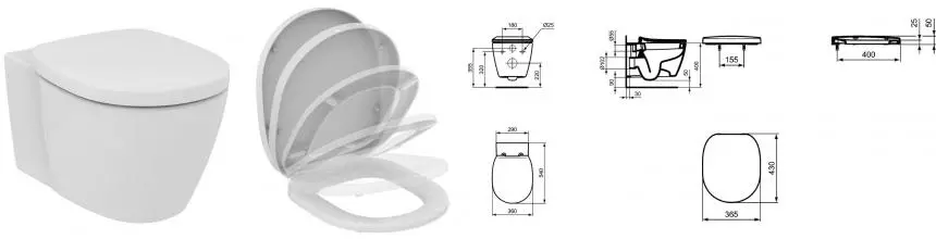 Подвесной унитаз «Ideal Standard» Connect E771801 (E712701) белый с сиденьем дюропласт с микролифтом белое Подвесной унитаз «Ideal Standard» Connect E771801 (E712701) белый с сиденьем дюропласт с микролифтом белое