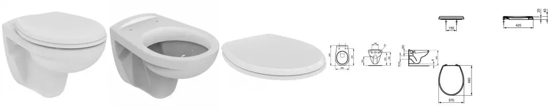 Подвесной унитаз «Ideal Standard» Ecco W740601 (W302601) белый с сиденьем дюропласт белое