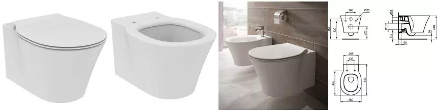 Подвесной унитаз «Ideal Standard» Connect AIR E005401 (E036501) белый с сиденьем дюропласт белое Подвесной унитаз «Ideal Standard» Connect AIR E005401 (E036501) белый с сиденьем дюропласт белое