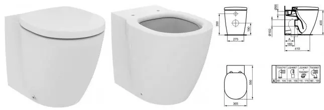 Приставной унитаз безободковый «Ideal Standard» Connect AquaBlade E052401 (E712801) белый с сиденьем дюропласт белое Приставной унитаз безободковый «Ideal Standard» Connect AquaBlade E052401 (E712801) белый с сиденьем дюропласт белое
