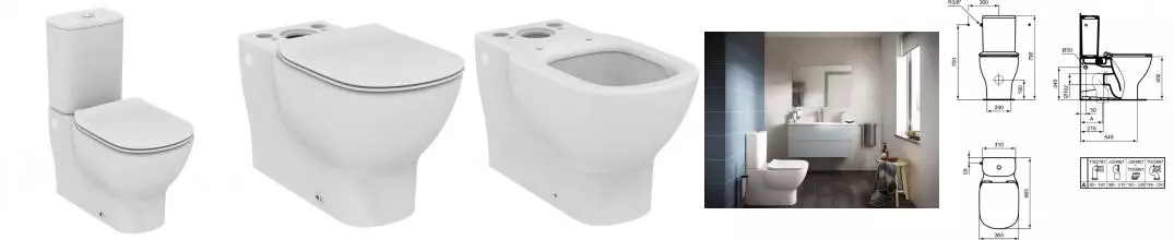 Унитаз компакт безободковый «Ideal Standard» Tesi AquaBlade  T008201/T356801 (T352801) белый с сиденьем дюропласт белое