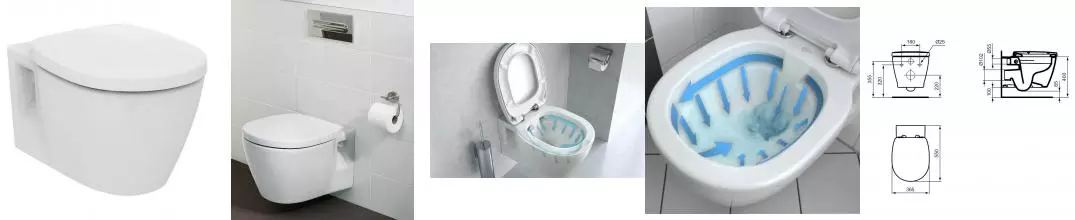Подвесной унитаз безободковый «Ideal Standard» Connect E814901 (E712801) белый с сиденьем дюропласт белое Подвесной унитаз безободковый «Ideal Standard» Connect E814901 (E712801) белый с сиденьем дюропласт белое