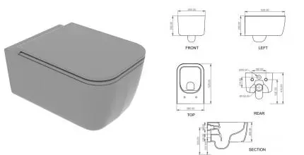 Подвесной унитаз безободковый «GSG» Brio BRWCSO020 (BRCOPRSLTICR020) Cemento matt с сиденьем с микролифтом Подвесной унитаз безободковый «GSG» Brio BRWCSO020 (BRCOPRSLTICR020) Cemento matt с сиденьем с микролифтом