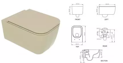 Подвесной унитаз безободковый «GSG» Brio BRWCSO016 (BRCOPRSLTICR016) Miele matt с сиденьем с микролифтом
