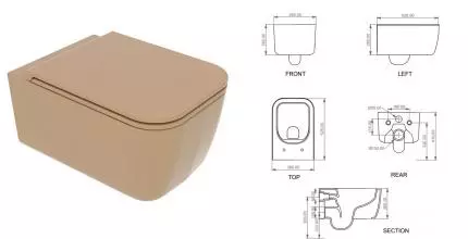Подвесной унитаз безободковый «GSG» Brio BRWCSO017 (BRCOPRSLTICR017) Castagna matt с сиденьем с микролифтом