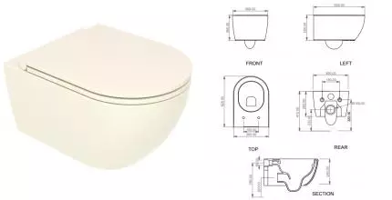 Подвесной унитаз безободковый «GSG» Like LKWCSO015 (LKCOPRSLTICR015) Pergamon matt с сиденьем с микролифтом