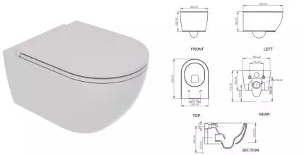 Подвесной унитаз безободковый «GSG» Like LKWCSO019 (LKCOPRSLTICR019) Nuvola matt с сиденьем с микролифтом