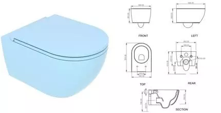 Подвесной унитаз безободковый «GSG» Like LKWCSO022 (LKCOPRSLTICR022) Sky lucido с сиденьем с микролифтом