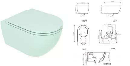 Подвесной унитаз безободковый «GSG» Like LKWCSO025 (LKCOPRSLTICR025) Acqua matt с сиденьем с микролифтом Подвесной унитаз безободковый «GSG» Like LKWCSO025 (LKCOPRSLTICR025) Acqua matt с сиденьем с микролифтом