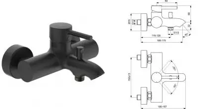 Смеситель для ванны «Ideal Standard» Ceraline BC199XG чёрный матовый