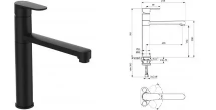 Смеситель для кухонной мойки «Ideal Standard» Cerafine O BC501XG чёрный матовый Смеситель для кухонной мойки «Ideal Standard» Cerafine O BC501XG чёрный матовый
