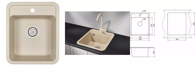 Мойка для кухни «Granula» Standart ST 4202 43/50 искусственный камень бежевая Мойка для кухни «Granula» Standart ST 4202 43/50 искусственный камень бежевая