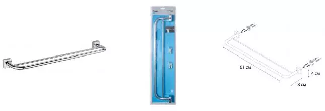 Полотенцедержатель двойной «Fixsen» Kvadro FX-61302 на стену хром