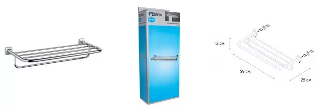 Полотенцедержатель с полкой «Fixsen» Kvadro FX-61315 на стену хром