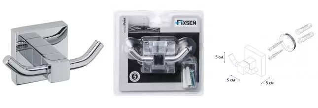 Двойной крючок «Fixsen» Metra FX-11105A на стену хром Двойной крючок «Fixsen» Metra FX-11105A на стену хром