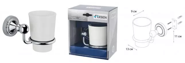 Стакан для зубных щёток «Fixsen» Style FX-41106 на стену хром/белый