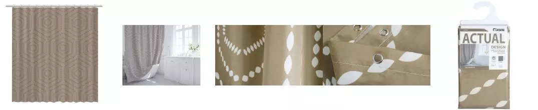 Штора для ванной «Fixsen» Actual FX-1512 180/200 коричневая/узоры