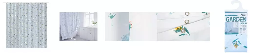 Штора для ванной «Fixsen» Desing Garden FX-1509 180/200 голубая/рисунок