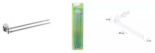 Полотенцедержатель двойной поворотный «Fixsen» Europa FX-21802A на стену хром