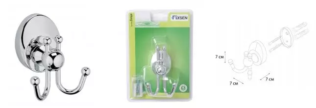 Двойной крючок «Fixsen» Europa FX-21805C на стену хром