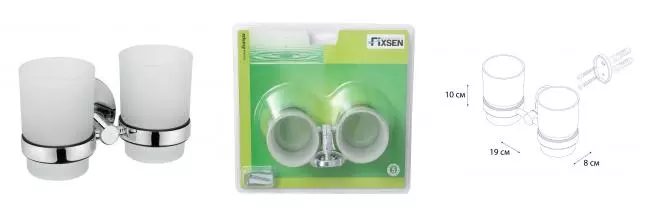 Двойной стакан для зубных щёток «Fixsen» Europa FX-21807 на стену хром