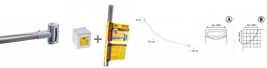Карниз для ванной «Fixsen» FX-25144 на стену хром