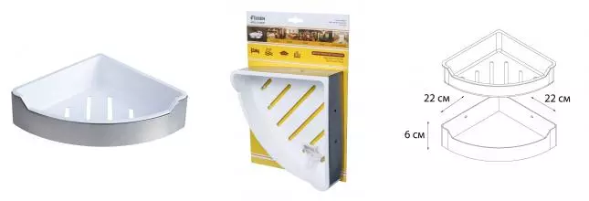 Угловая полка в ванну «Fixsen» Hotel FX-31003D на стену хром/белая