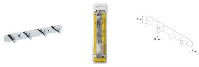 Планка с крючками «Fixsen» Hotel FX-31005-4 на стену хром