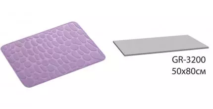 Коврик для ванной «Grampus» Stone GR-3204P 80/50 микрофибра, латекс фиолетовый