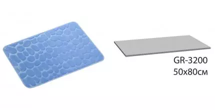 Коврик для ванной «Grampus» Stone GR-3204C 80/50 микрофибра, латекс голубой