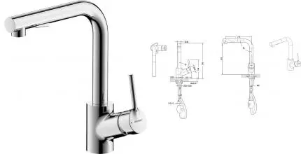 Смеситель для кухонной мойки «Bravat» Affability F7172217CP-3 с выдвижным изливом хром