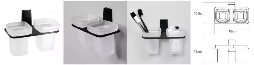 Двойной стакан для зубных щёток «WasserKRAFT» Abens K-3228D на стену чёрный Двойной стакан для зубных щёток «WasserKRAFT» Abens K-3228D на стену чёрный