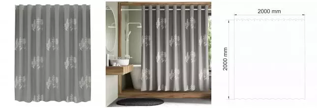 Штора для ванной «WasserKRAFT» Ohre SC-37701 200/200 серая/рисунок Штора для ванной «WasserKRAFT» Ohre SC-37701 200/200 серая/рисунок