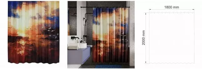 Штора для ванной «WasserKRAFT» Ammer SC-70103 180/200 мультиколор Штора для ванной «WasserKRAFT» Ammer SC-70103 180/200 мультиколор