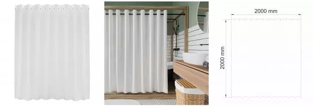 Штора для ванной «WasserKRAFT» Vils SC-10202 200/200 белая