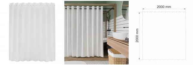 Штора для ванной «WasserKRAFT» Vils SC-10202 200/200 белая Штора для ванной «WasserKRAFT» Vils SC-10202 200/200 белая